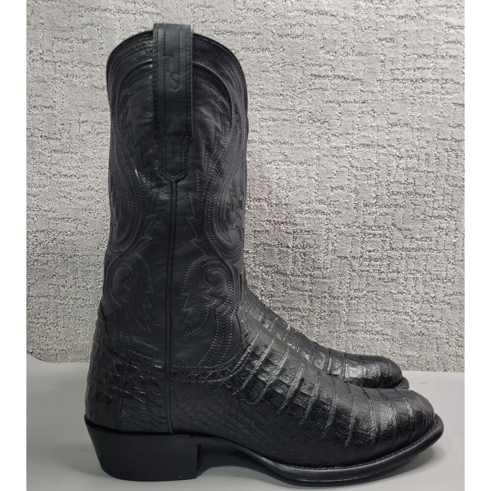 Tecovas The Dillon Men’s US Size 11D Midnight Caiman Round Toe Cowboy Boots